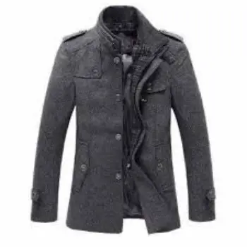 Black Mens Designer Woolen Overcoat men wool coat